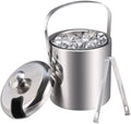 Nvzi Ice Buckets with Stainless Steel Ice Tongs,Double Wall Ice Bucket with Lid,Silver Ice Wine Chiller for Bar Paties,Ice Buckets for Camping