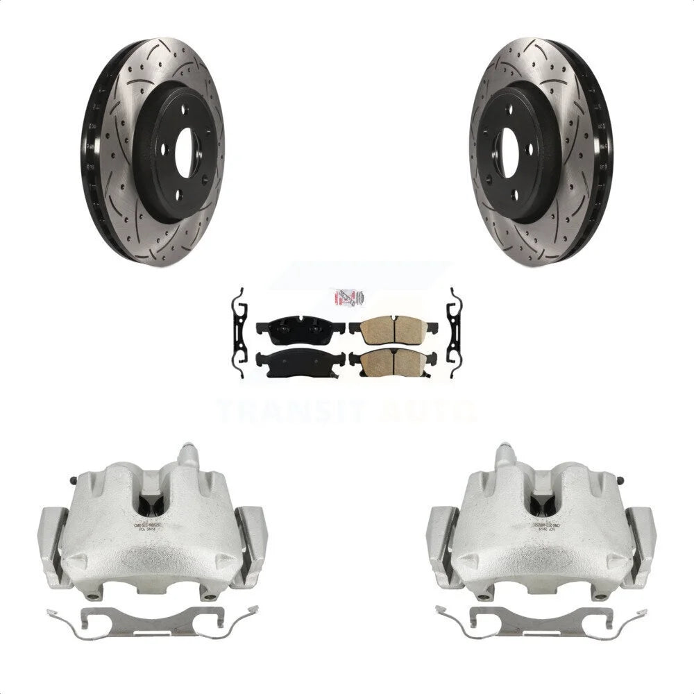 Transit Auto Front Disc Brake Coated Caliper Drilled Slotted Rotors And Ceramic Pads Kit For Jeep Grand Cherokee Dodge Durango KCD-100184N