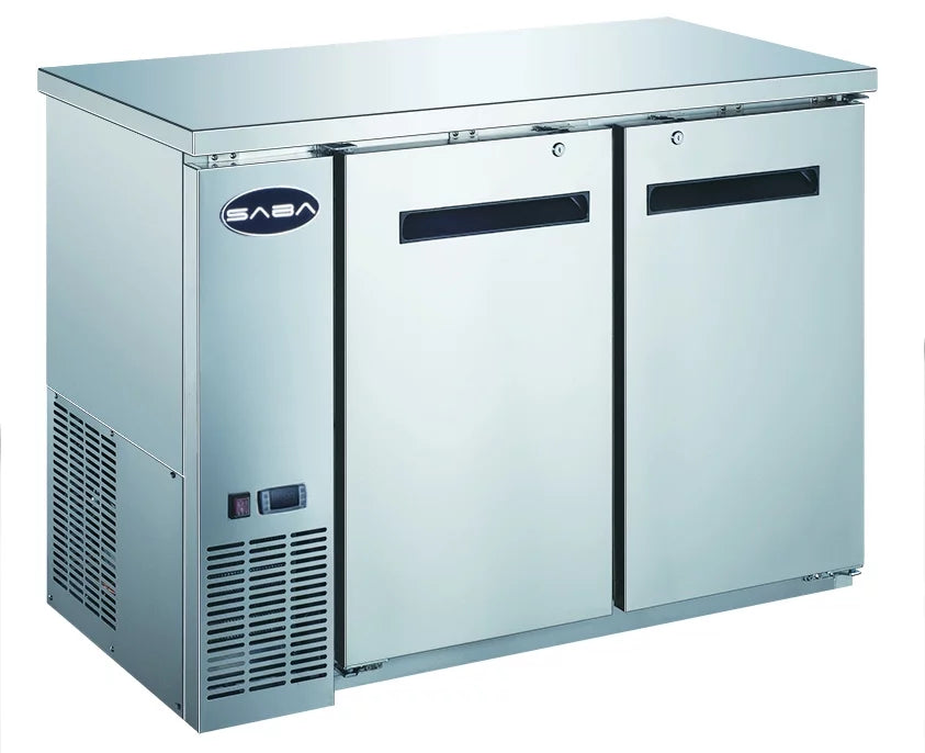 Heavy Duty Commercial Stainless Steel Back Bar Cooler with 2 solid doors (24 depth 48 length)
