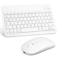 Rechargeable Bluetooth Keyboard and Mouse Combo Ultra Slim Full-Size Keyboard and Ergonomic Mouse for TCL 20 Pro 5G and All Bluetooth Enabled Mac/Tablet/iPad/PC/Laptop - Pure White