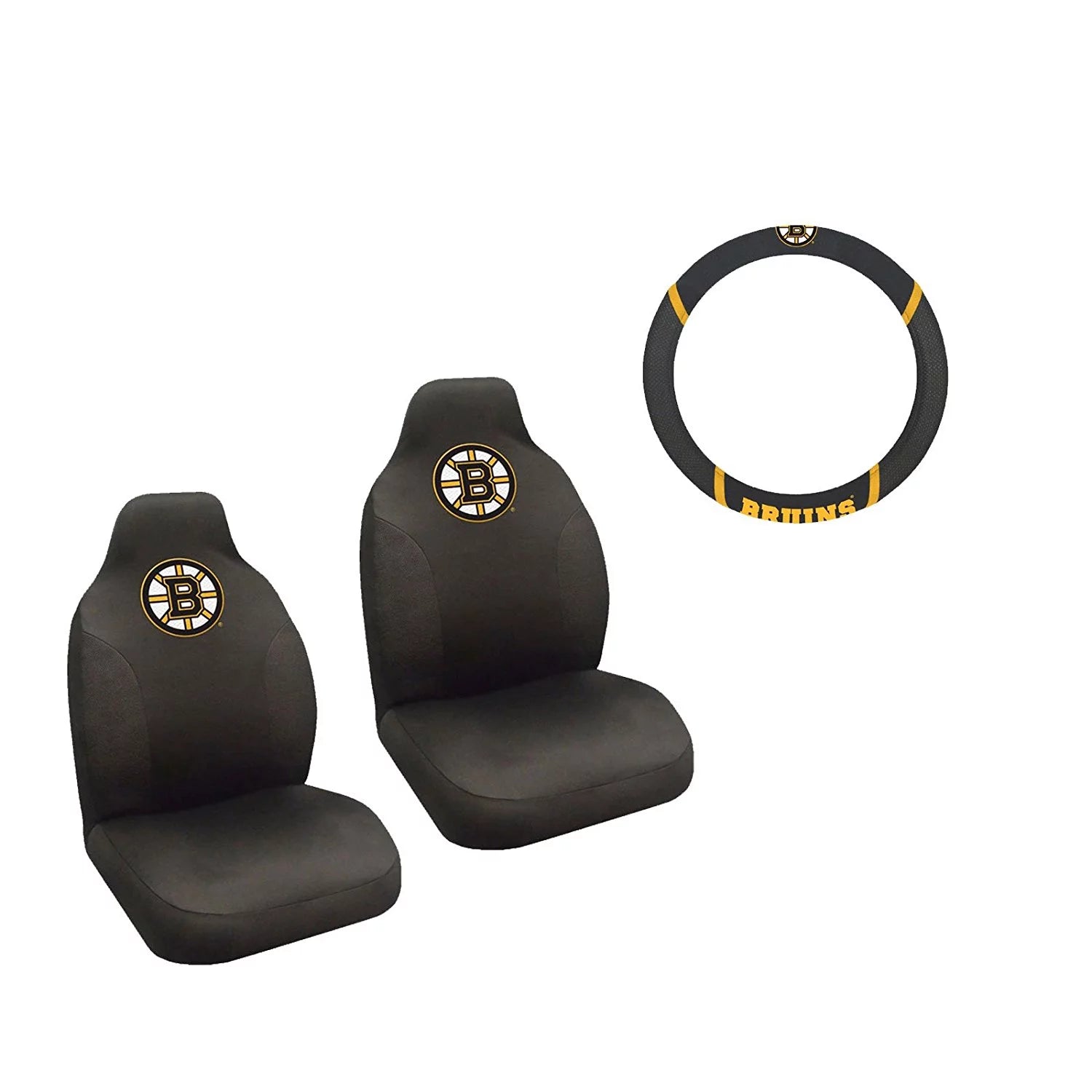 Boston Bruins 2 Seat Covers And Wheelcover With