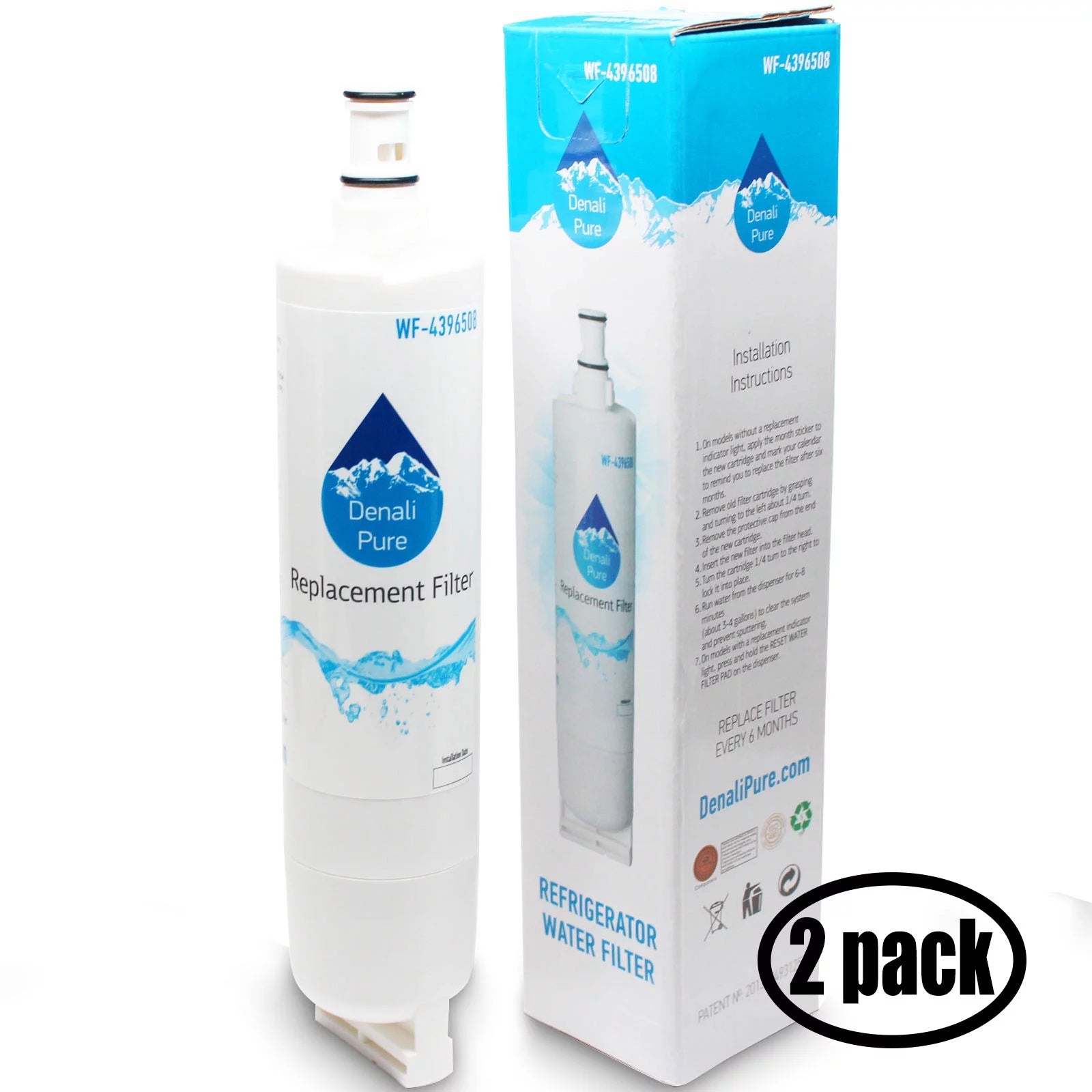 2-Pack Replacement for Sears / Kenmore 10655642500 Refrigerator Water Filter - Compatible with Sears / Kenmore 46-9010, 46-9902, 46-9908 Fridge Water Filter Cartridge
