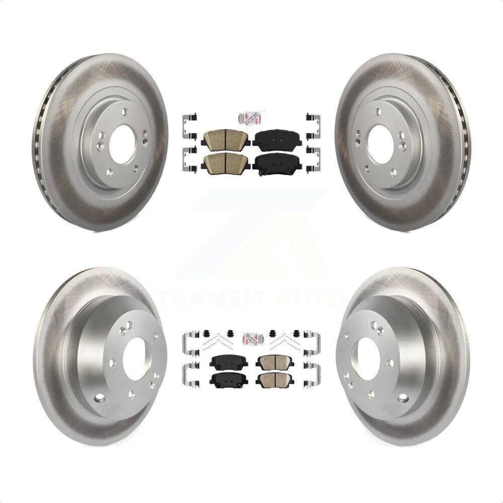 Transit Auto - Front Rear Ceramic Pads And Coated Disc Brake Rotors Kit For 2014-2015 Kia Sorento With Red Painted Calipers KGA-105031
