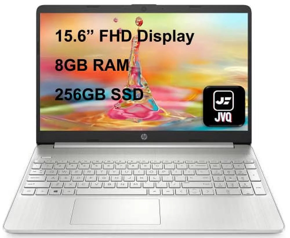 HP Laptop, 15.6 FHD Display, AMD Ryzen 3 3250U Processor, 8GB DDR4 RAM, 256GB SSD, SD Card Reader, Webcam, HDMI, Wi-Fi, USB-C, Windows 10 Home, Silver, JVQ MP