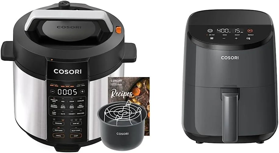 YONG Electric Pressure Cooker 6 Quart, 9-in-1 Instant Multi Cooker and YONG Small Air Fryer Oven 2.1 Qt, 4-in-1 Mini Airfryer