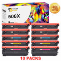 Toner Bank 10-Pack Compatible Toner Cartridge for HP CF360X 508X Color LaserJet Enterprise 552dn M553dn M553n M553x MFP M577 Printer Ink, 4 * Black, 2 * Cyan, 2 * Magenta, 2 * Yellow