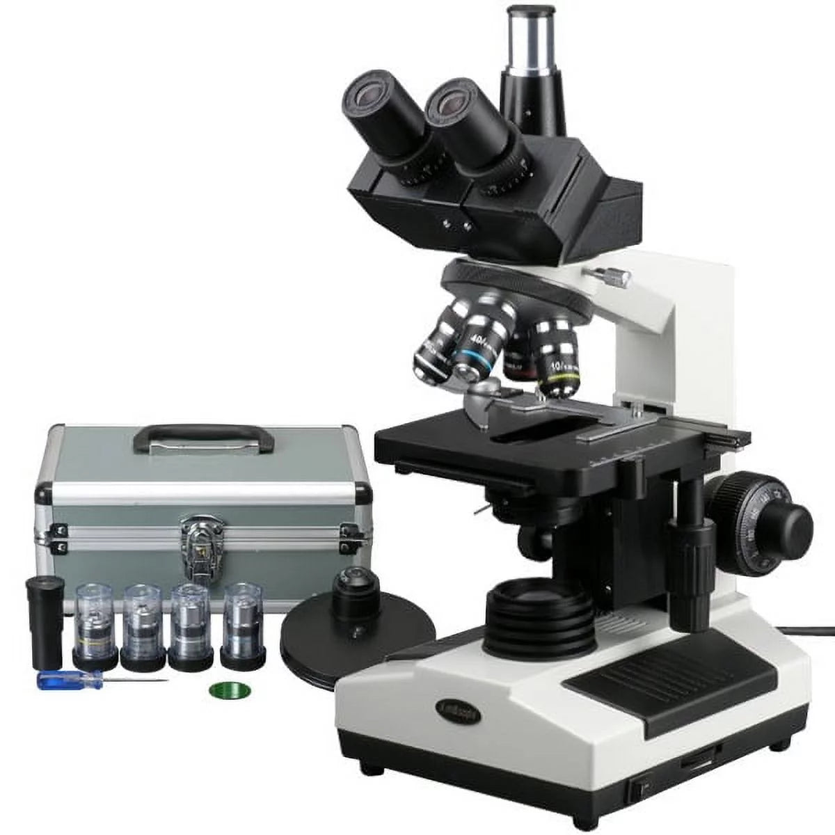 AmScope 40X-1600X Phase Contrast Turret Doctor Veterinary Trinocular Compound Microscope New