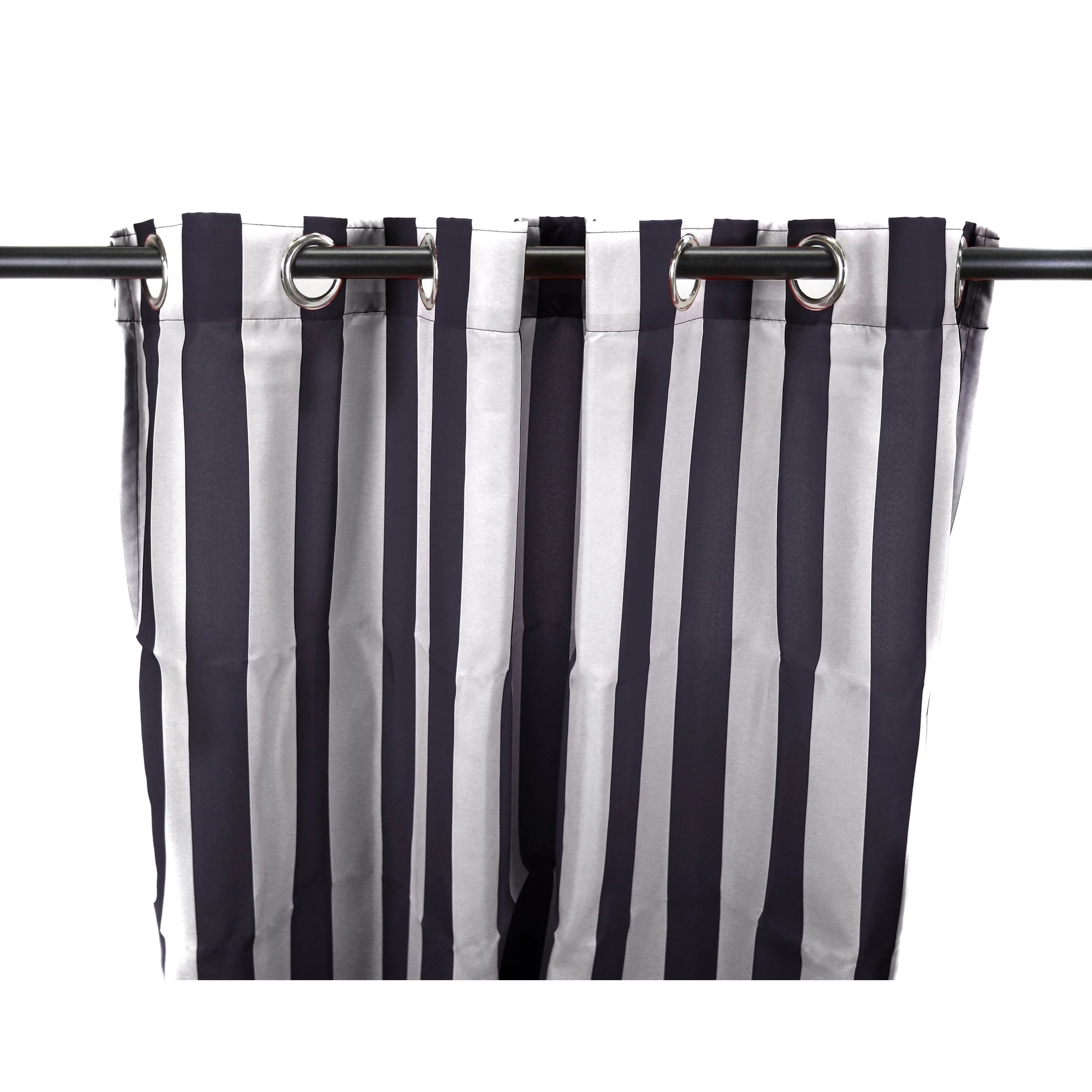 Jordan Manufacturing 54 x 96 Solid Grommet Semi-Sheer Outdoor Curtain Panel Black/White Stripe