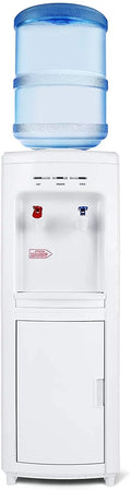 5 Gallon Top Loading Electric Water Cooler Dispenser with Storage Cabinet , White