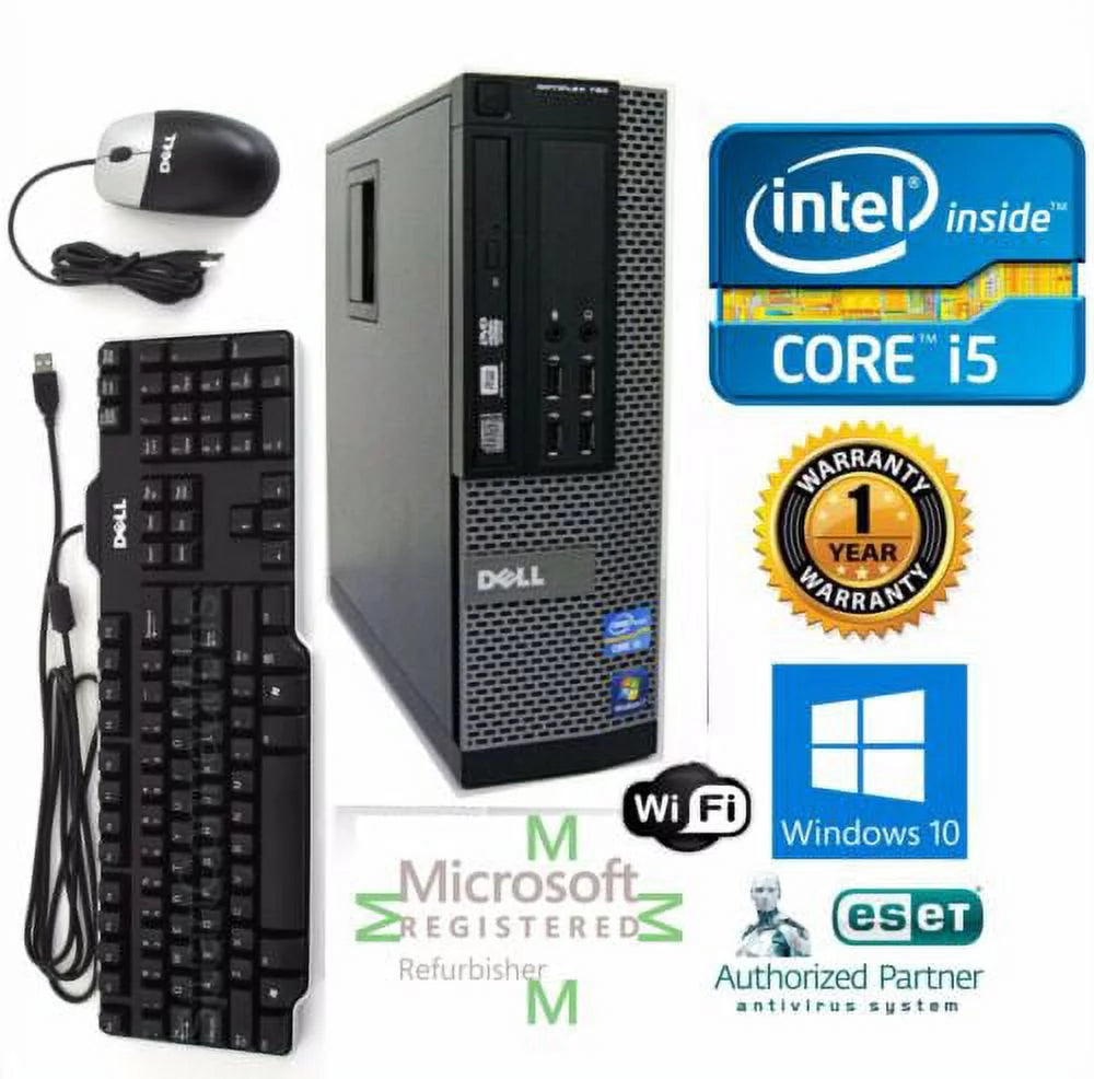 Dell Computer 7010 Core i5-3570 SFF PC 3.40Ghz 8GB Ram 1TB HD Windows 10 HP 64 - 1 Year Warranty - Used