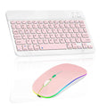 Rechargeable Bluetooth Keyboard and Mouse Combo Ultra Slim for Xiaomi Redmi 9C NFC and All Bluetooth Enabled Android/PC-Baby Pink Keyboard with Baby Pink RGB LED mouse