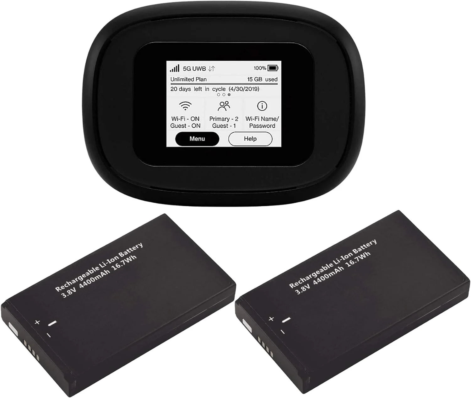 Bundle | Inseego Verizon 5G And 4G LTE Mifi M1000 Hotspot Bundled th 2 Batteries (1 Stock  1 Extra) | Connect Up To 15 fi Devices And 1 red | Great For Workers -Fi 2.4 Ghz & 5 Ghz