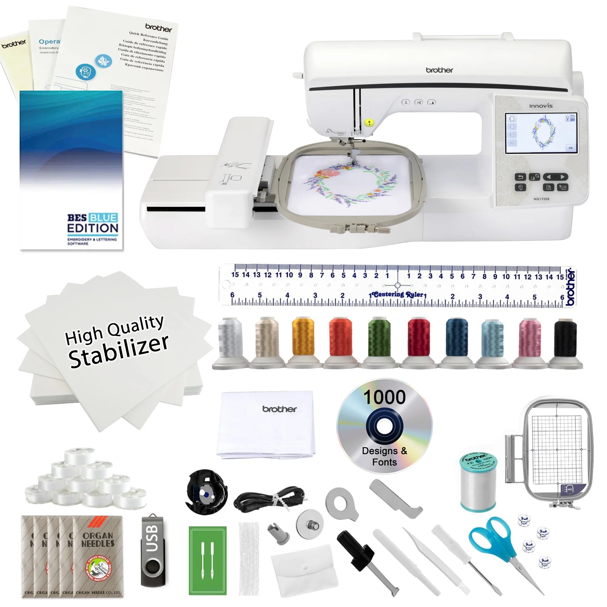 Brother NQ1700E Embroidery Machine with 6 x 10 Embroidery Area and $799 Bonus Bundle