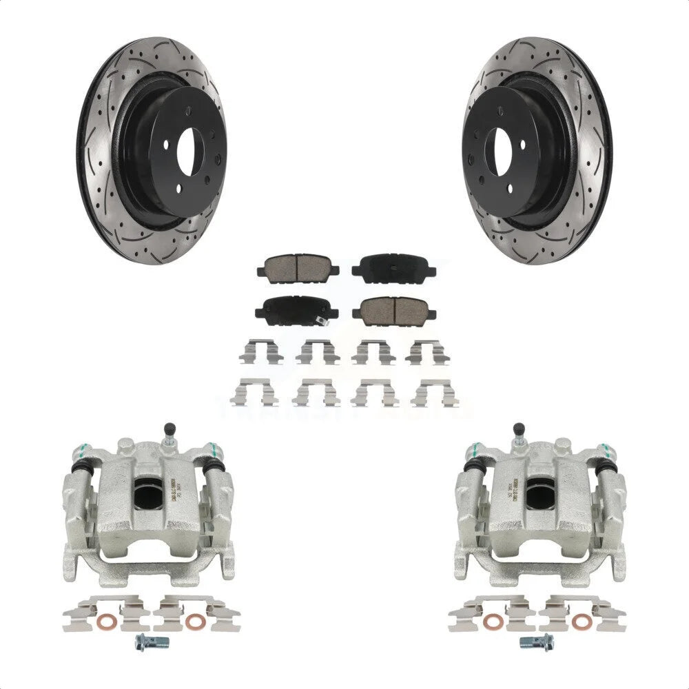 Transit Auto Rear Disc Brake Coated Caliper Drilled Slotted Rotors And Ceramic Pads Kit For 2011 INFINITI G37 X Sport With Single Piston Front KCD-100465C