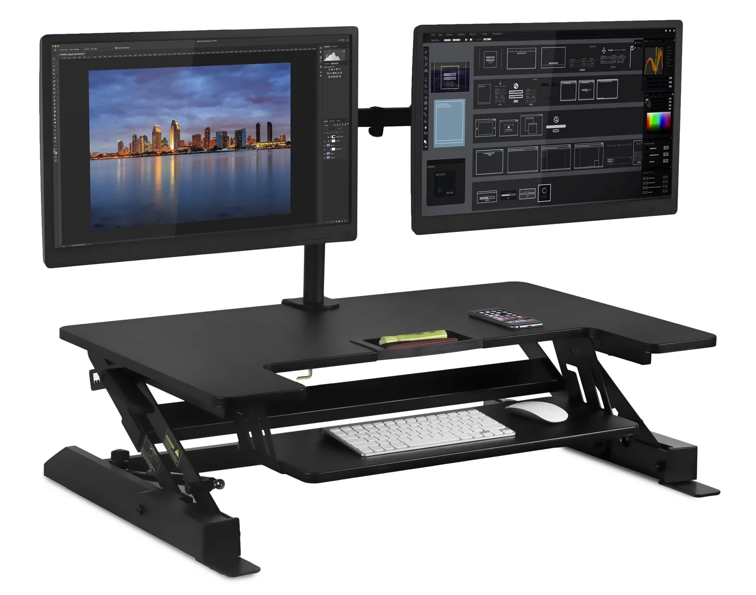 Mount-It! Standing Desk Converter with Bonus Dual Monitor Mount,  Fits up To 32 Screens, Black