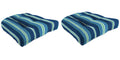 Jordan Manufacturing 18 x 18 Sullivan Vivid Blue Stripe Square Tufted Outdoor Wicker Seat Cushion with Rounded Back Corners (2 Pack)