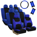 FH Group, Car Seat Covers for Auto SUV Van Truck 3 Row Blue w/Steering Wheel/Belt Pad