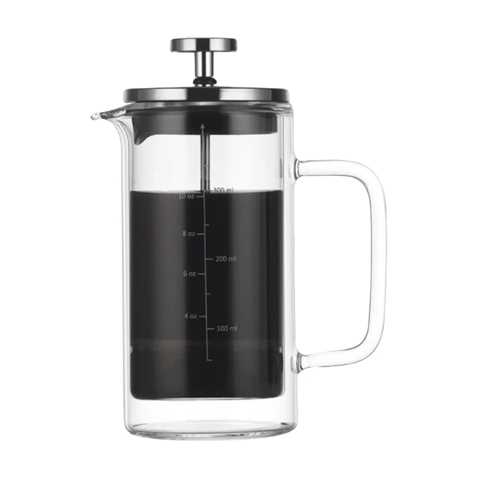 Htovila 10oz Double Walled French Coffee Maker Heat Resistant Borosilicate Glass Coffee Pot with High-Density Stainless Steel Filter