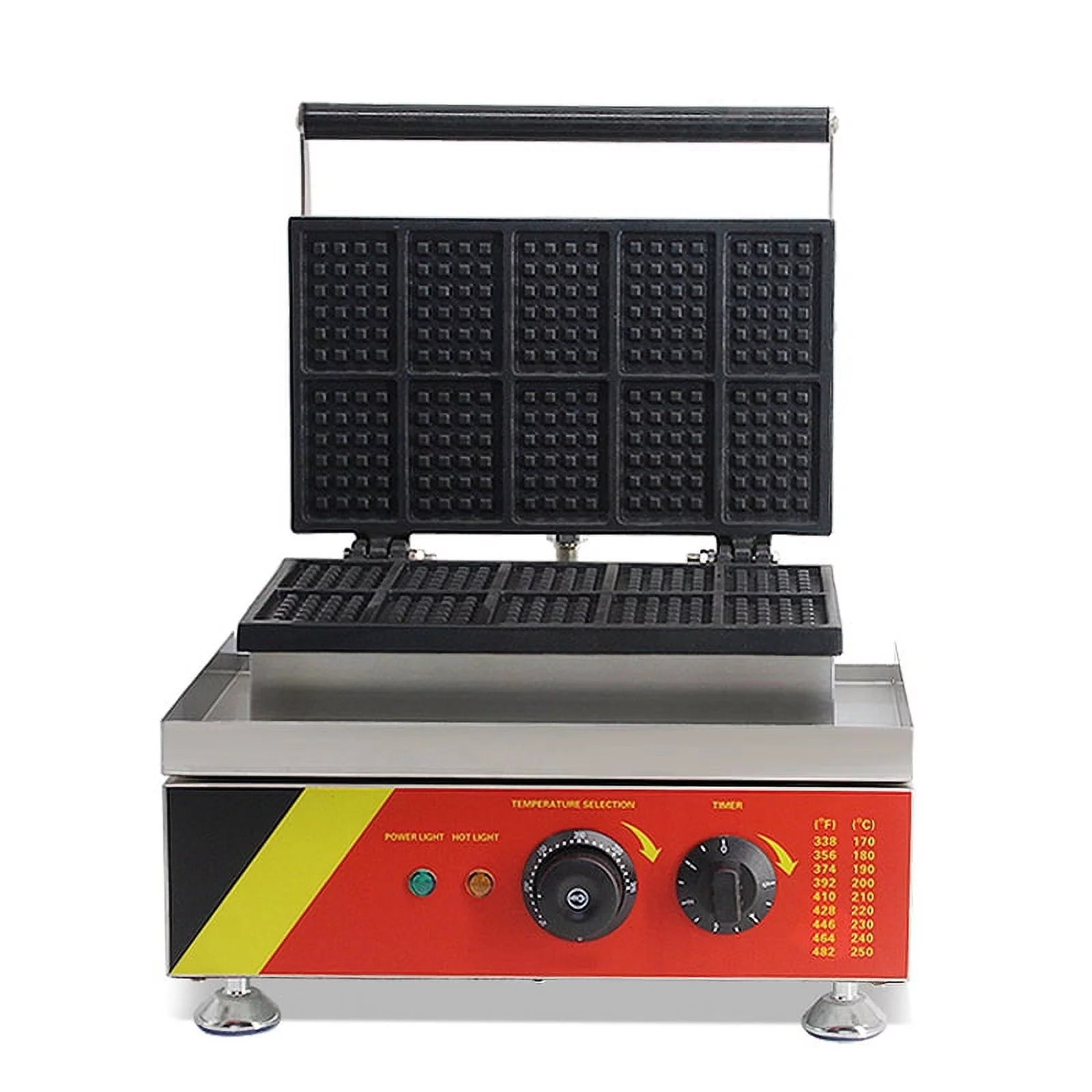 EQCOTWEA Electric Waffle Baker Maker Rectangle Commercial Nonstick 10Pcs