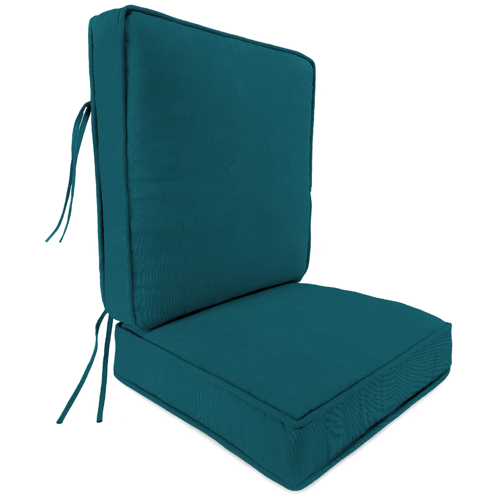Jordan Manufacturing 45 x 22 Canvas Teal Solid Rectangular Outdoor Deep Seating Chair Seat and Back Cushion with Ties and Welt