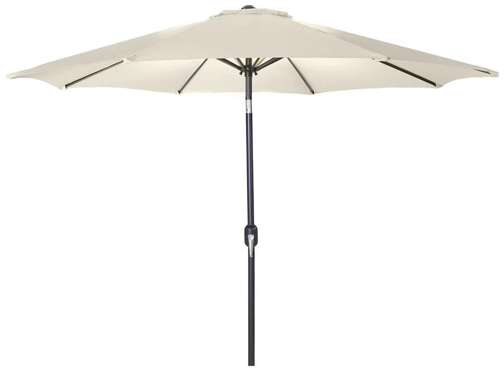 Jordan Manufacturing 9' Natural Solid Outdoor Patio Umbrella with Push Button Tilt and Crank Opening