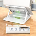 Dcenta Laptop Stand with Cooler, Foldable Notebook Riser, Adjustable Height Laptop Elevator for Cooling and Comfortable Computing