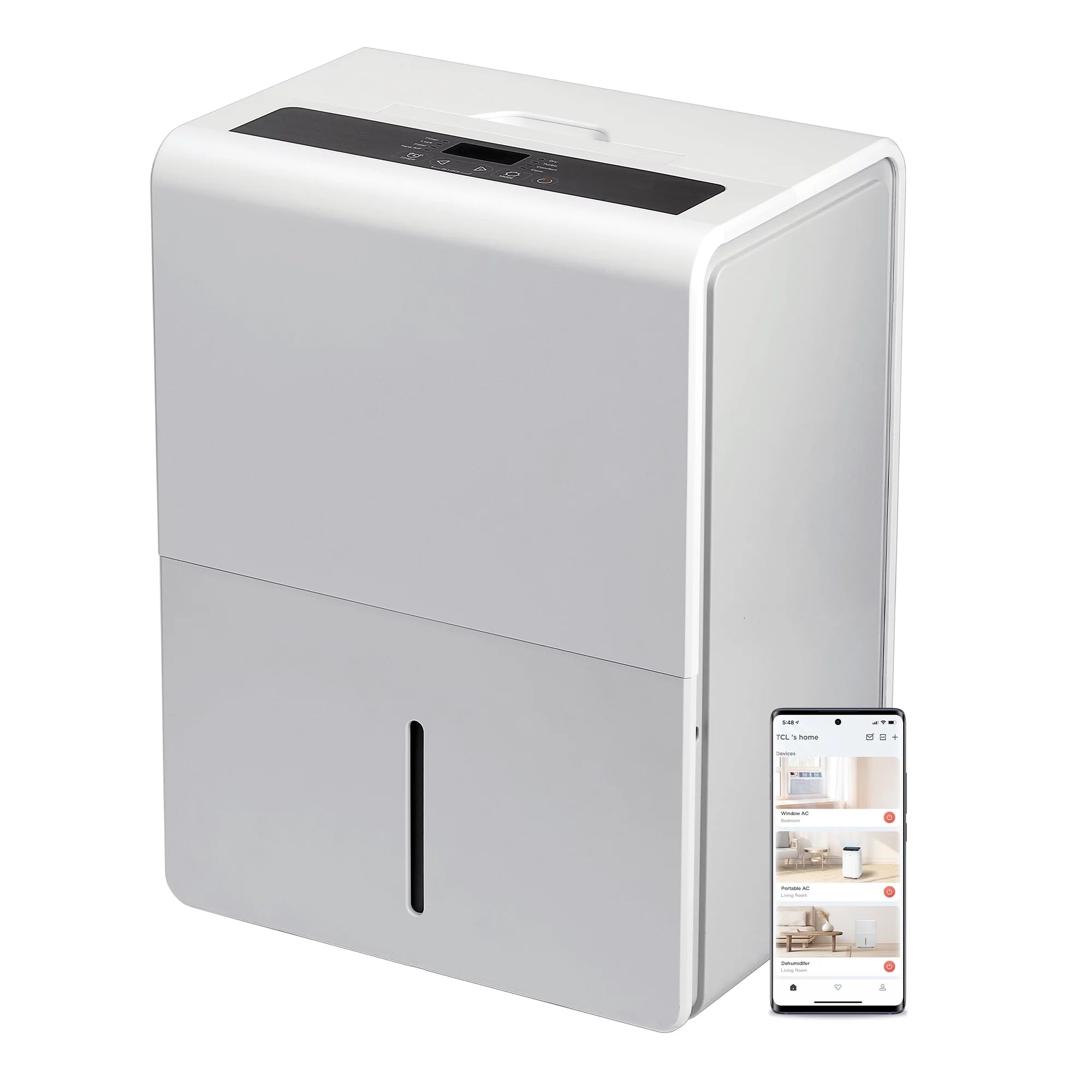 TCL 50 Pint Smart Dehumidifier with Pump, White, W50D9P2
