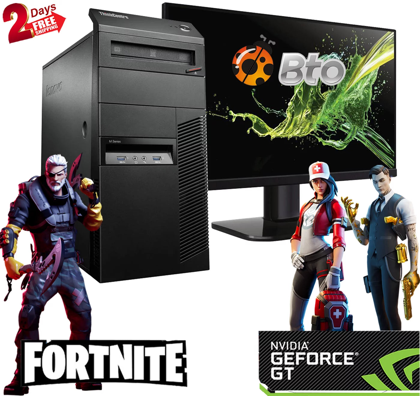 Pre-Owned Gaming Lenovo Desktop Computer MT Core i5 CPU 8GB Ram, 1TB HDD, New 20 LCD, NVIDIA GT 730, Keyboard & Mouse, WiFi, Bluetooth, DVD, Win10 Home PC (Refurbished)
