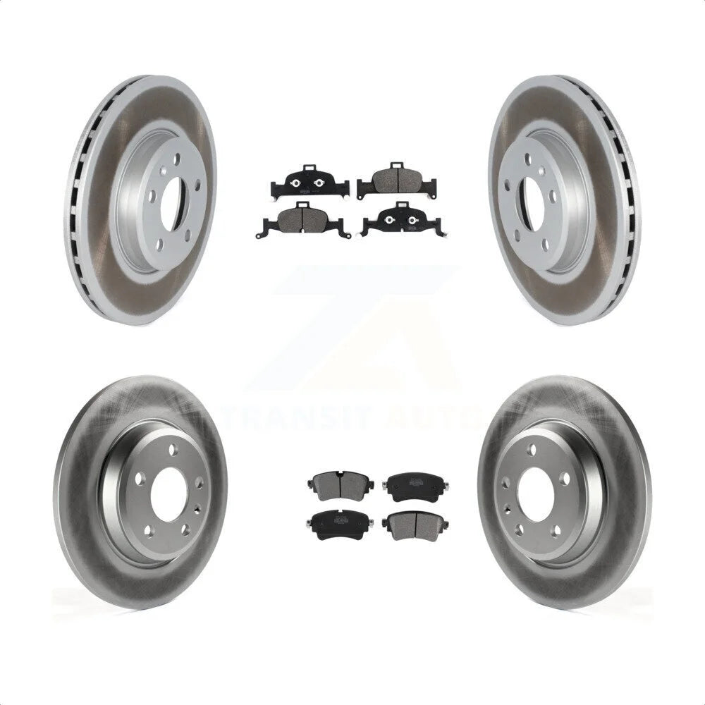 Transit Auto - Front Rear Coated Disc Brake Rotors And Semi-Metallic Pads Kit For 2019 Audi A4 With Solid Rotor KGF-102805