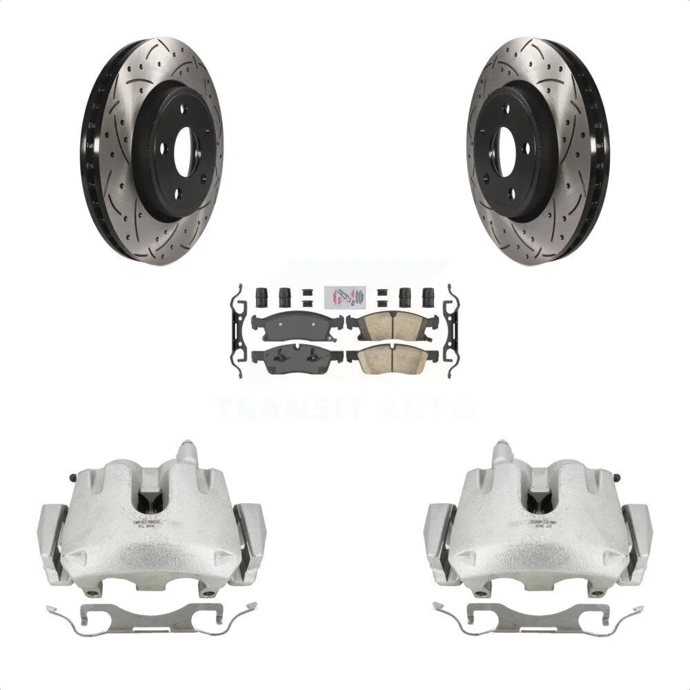 Transit Auto Front Disc Brake Coated Caliper Drilled Slotted Rotors And Ceramic Pads Kit For Jeep Grand Cherokee Dodge Durango KCD-100185N