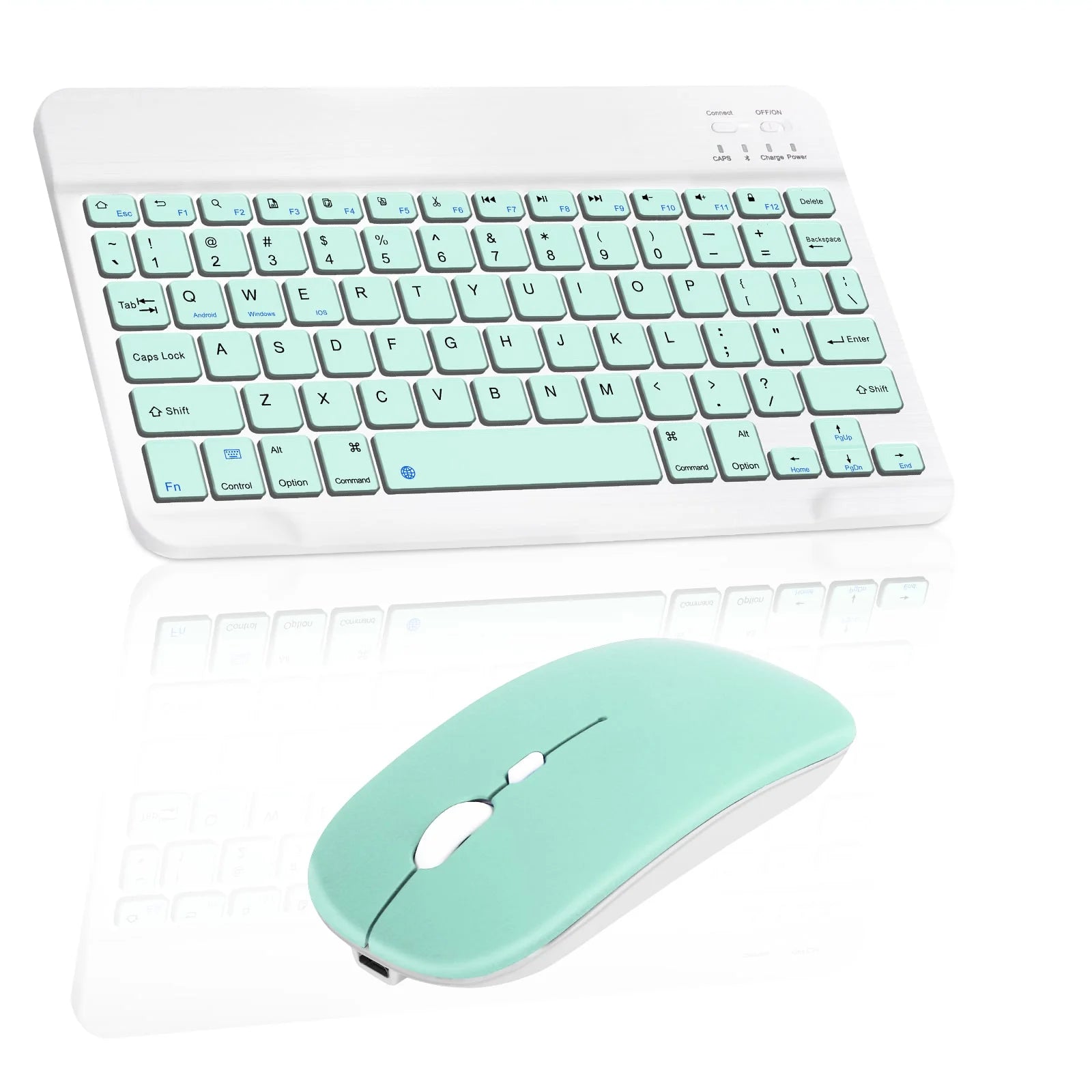 Rechargeable Bluetooth Keyboard and Mouse Combo Ultra Slim Full-Size Keyboard and Ergonomic Mouse for Xiaomi Civi 1S and All Bluetooth Enabled Mac/Tablet/iPad/PC/Laptop - Teal
