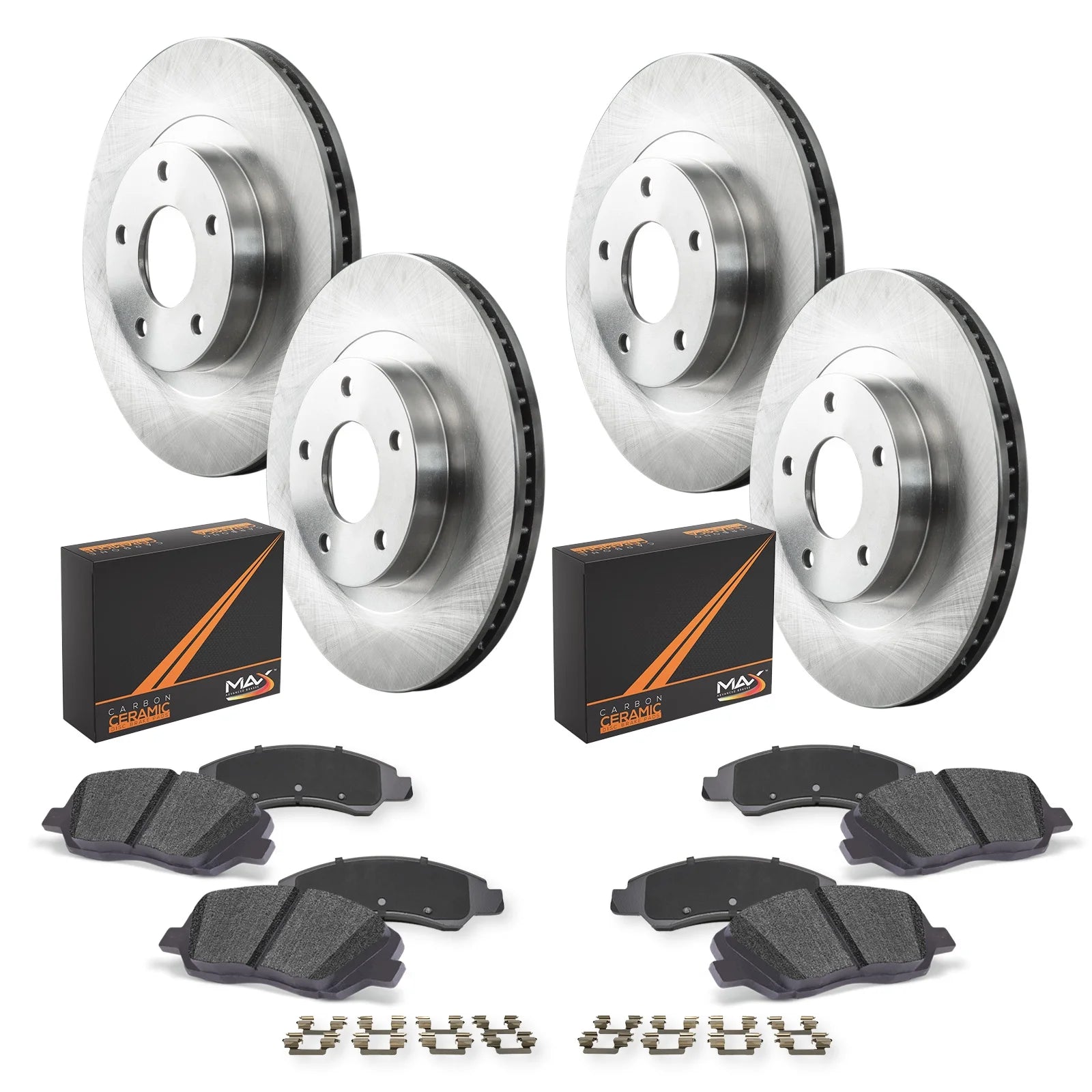 Max Advanced Brakes - Brake Kit for 2011-2019 Chevy Silverado/GMC Sierra 2500HD 3500HD 2019 Suburban 3500HD Front and Rear Replacement Disc Brake Rotors and Ceramic Brake Pads