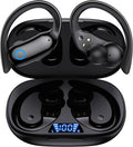 Phmnkl Bluetooth Headphones Wireless Earbuds 80hrs Playback IPX7 Waterproof Ear Buds Over-Ear Stereo Bass Earphones with Earhooks Microphone LED Battery Display for Sports/Workout/Gym/Running