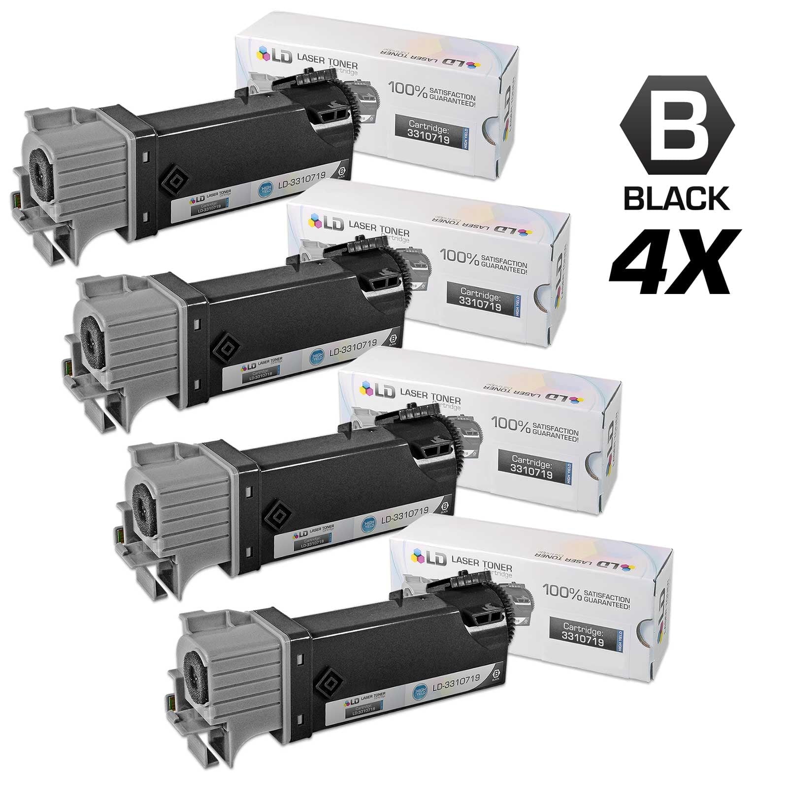 LD Compatible Dell 2150cn Set of 4 Black 331-0719 Laser Toner Cartridges for use in Dell 2150cdn, 2150cn, 2155cdn & 2155cn s