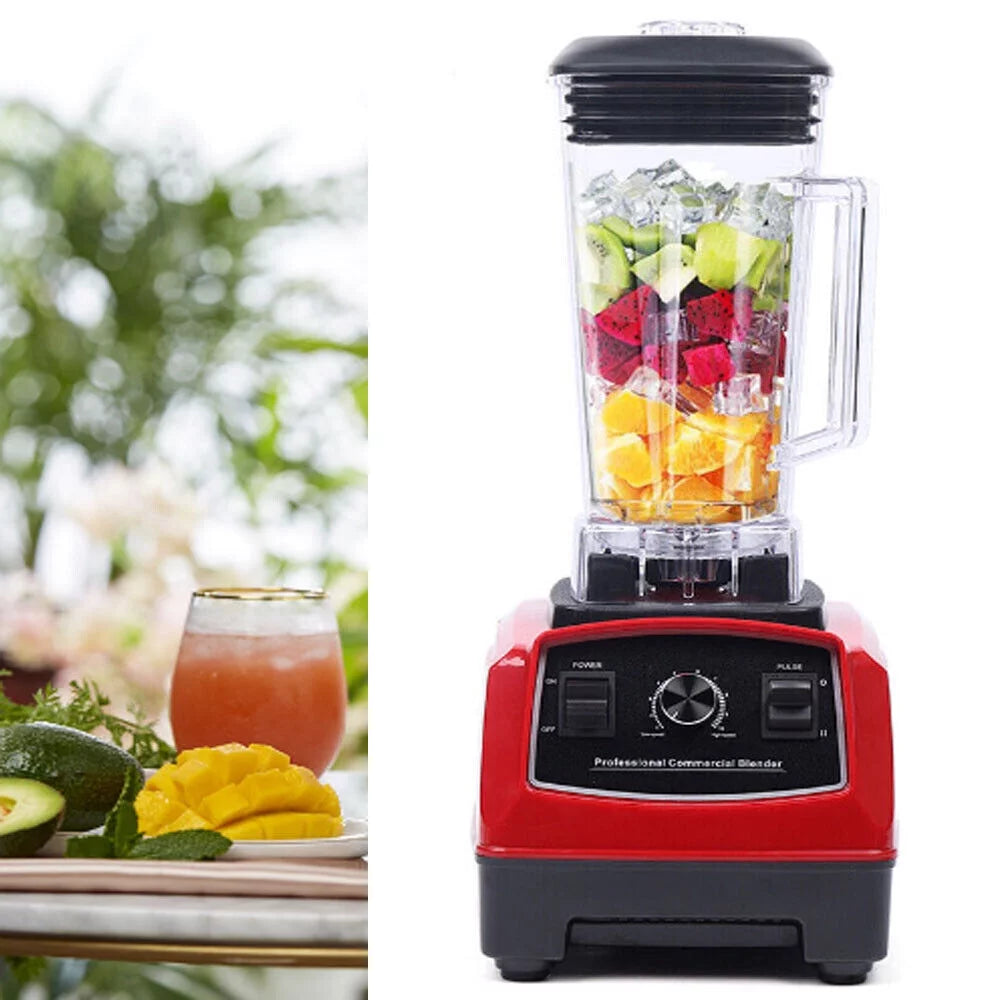 Fichiouy 2L Commercial Blender Juicer Smoothie Juice Shakes Mixer Red 1500W
