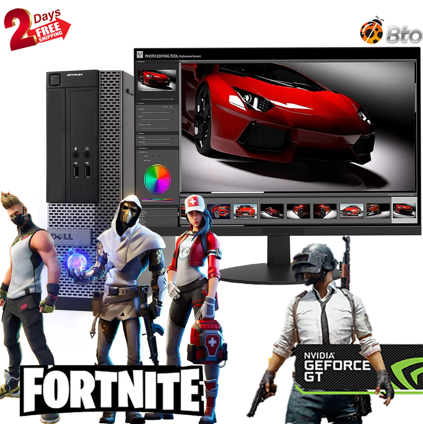 Pre-Owned Gaming Dell Desktop Computer SFF PC Core i5 CPU 8GB Ram, 120GB SSD, 2TB HDD, New 20LCD, NVIDIA GT 730, Keyboard & Mouse, WiFi, Win10 Home (Refurbished)
