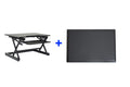 Rocelco 32in. Height Adjustable Standing Desk Converter BUNDLE | Sit Stand Computer Workstation Riser with Anti Fatigue Mat | Dual Monitor Retractable Keyboard Tray Gas Spring | Black (R EADRB-MAFM)