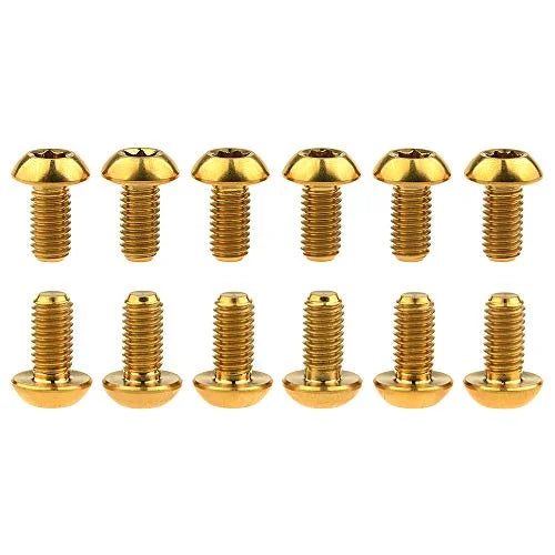Wanyifa 12Pcs Ti Titanium Bolts Torx M5x10 Bicycle Bike Disc Brake Cycle Rotor Screws Gr5 (Gold)