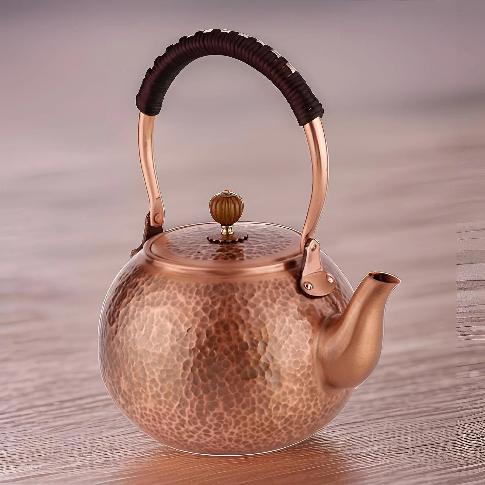 LOVIVER Coffee Pot Teapot Handmade Chinese Tea Ceremony Teawear Violet Copper Teapot for Electric/Induction/Gas s Teakettle