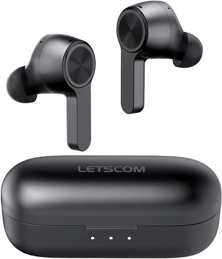 Letscom Active Noise Canceling Wireless Earbuds IPX8 Waterproof Deep Bass Bluetooth - T19 - Black
