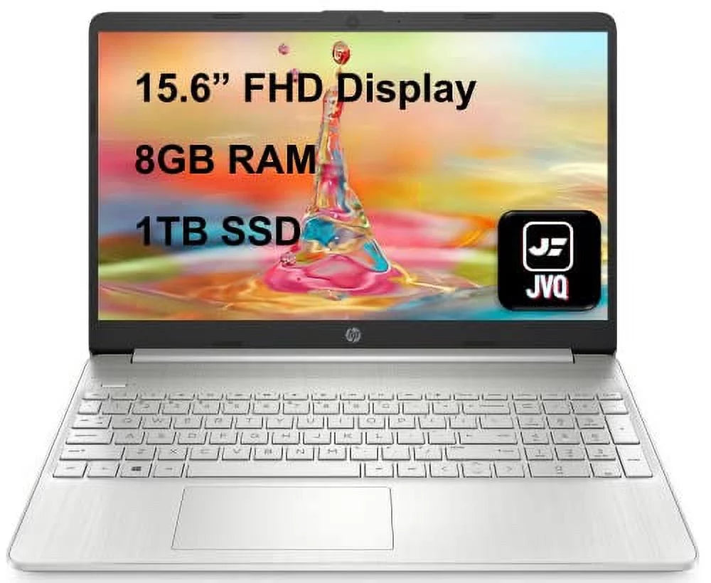 HP Laptop, 15.6 FHD Display, AMD Ryzen 3 3250U Processor, 8GB DDR4 RAM, 1TB SSD, SD Card Reader, Webcam, HDMI, Wi-Fi, USB-C, Windows 10 Home, Silver, JVQ MP