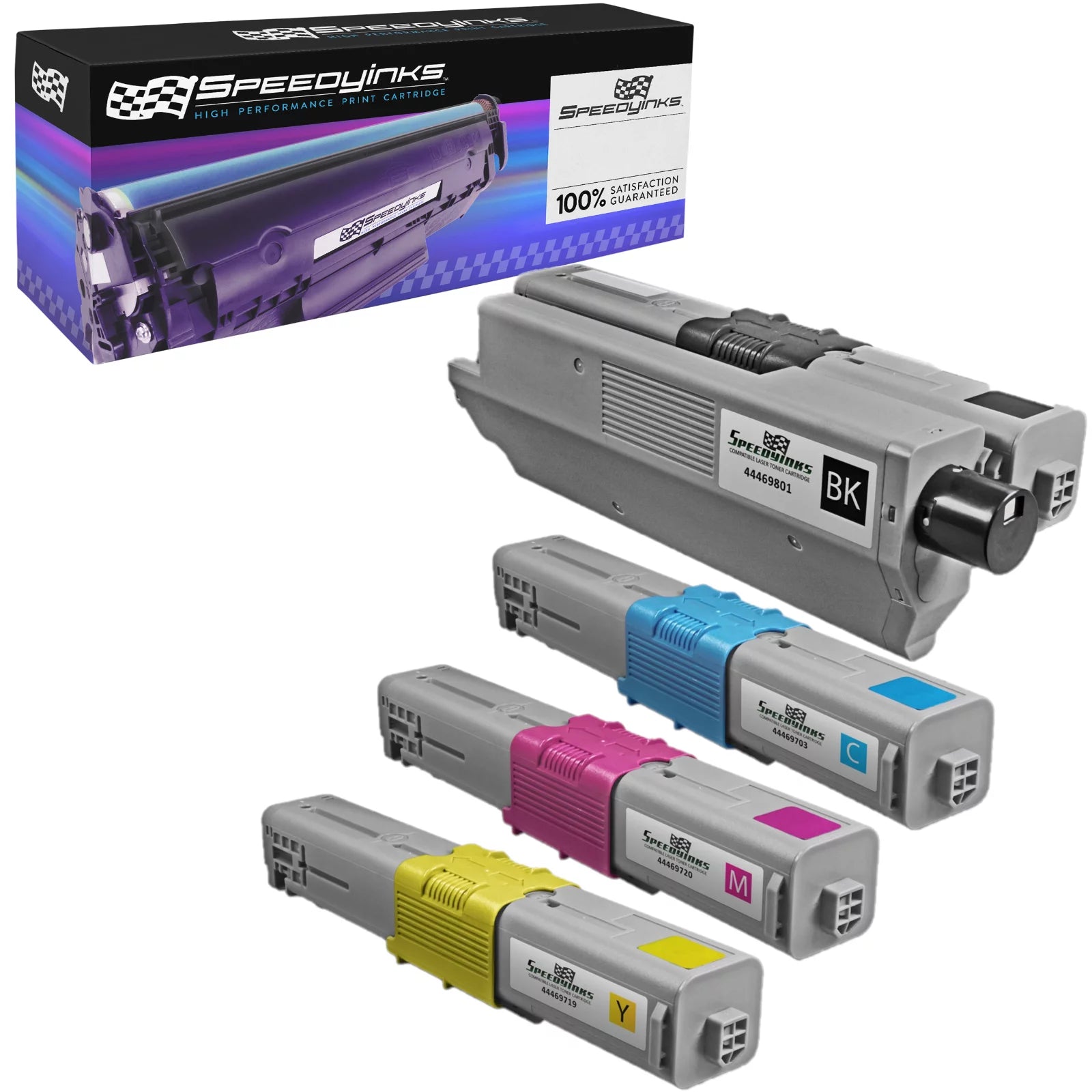 Speedy Compatible Replacements for Okidata Type C17 Toner Cartridges: 44469801 Black, 44469703 Cyan, 44469702 Magenta, 44469701 Yellow (4-Pack) for Oki C330dn, C530dn, MC361, MC561, MC890, MC950