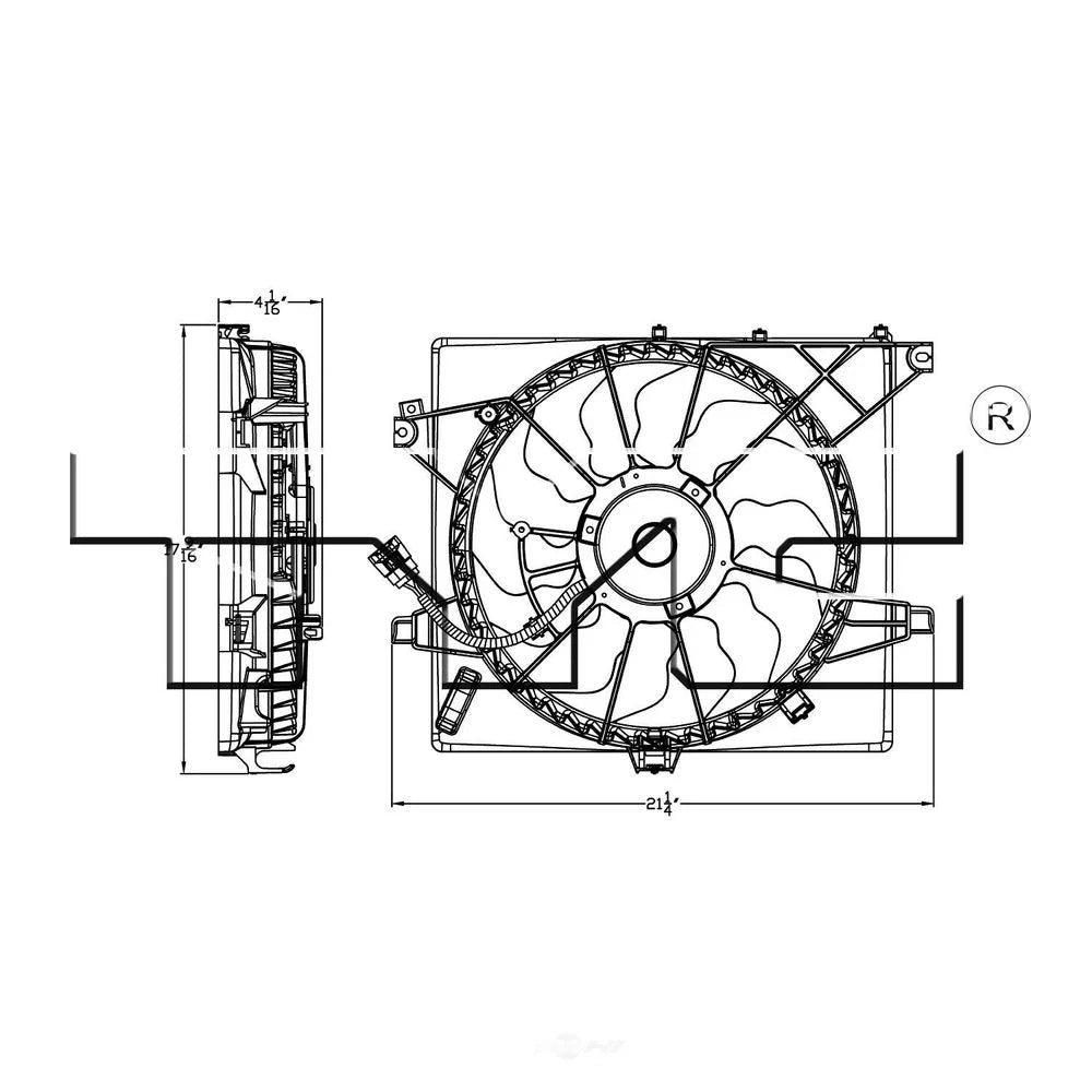 TYC 623060 Dual Radiator and Condenser Fan Assembly