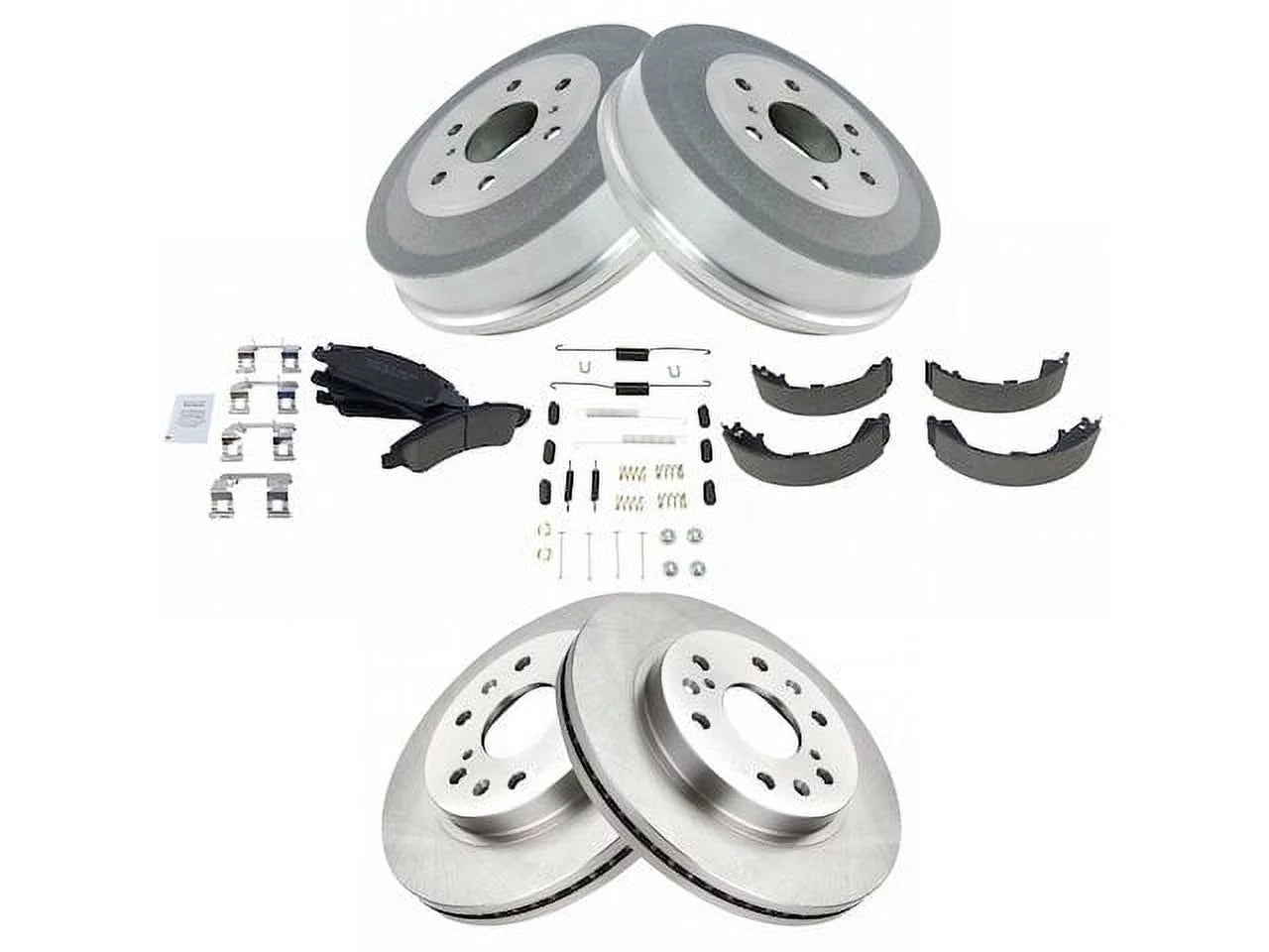 Rear Ceramic Brake Pads Rotor Shoe Drum Kit - 6 Lug - Compatible with 2009 - 2013 Chevy Silverado 1500 2010 2011 2012