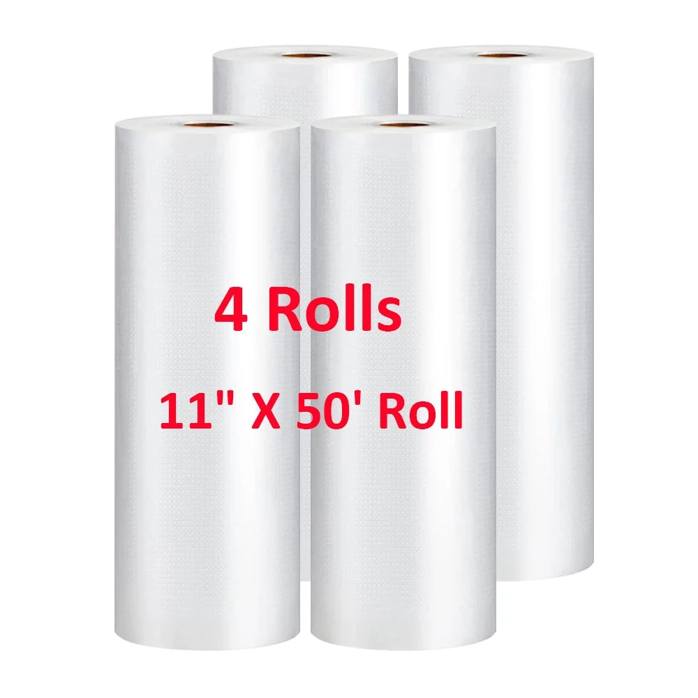 4 Rolls 11 x 50' Vacuum Sealer Bags for Food, BPA Free Food Saver Rolls, Embossed & Commercial Grade, Vacuum Seal Rolls for Seal-a-Meal and FoodSaver Vacuum Sealers