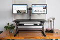 Rocelco 40 Height Adjustable Standing Desk Converter BUNDLE | Sit Stand Computer Workstation Gas Spring Riser with Dual Monitor and Retractable Keyboard Tray | Black (R DADRB-40-DM2)