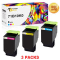 Toner Bank 3-Pack Compatible Toner for Lexmark 71B10C0 71B10M0 71B10Y0 CS317dn CS417dn CS517de CX317dn CX417de CX517de Ptiner Ink Office Supplies Cyan, Magenta, Yellow