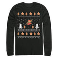 Men's Nintendo Ugly Christmas Mario Coin  Long Sleeve Shirt Black Small