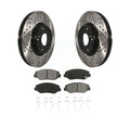 Transit Auto - Front Coated Drilled Slotted Disc Brake Rotors And Semi-Metallic Pads Kit For Honda Civic CR-V Acura ILX KDS-100062