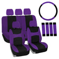 FH Group Light & Breezy Flat Cloth Car Seat Cover, Universal Purple Full Set Seat Covers with Air Freshener